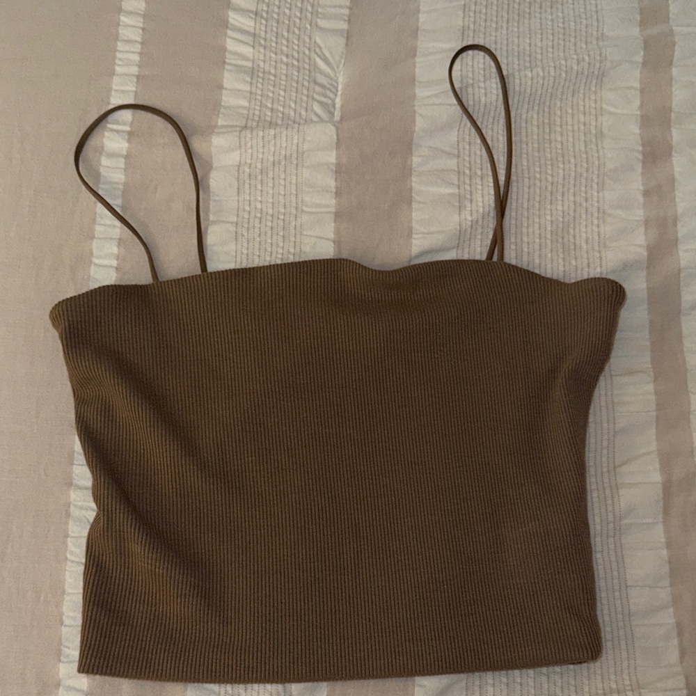 Love Tree Brown Ribbed Camisole